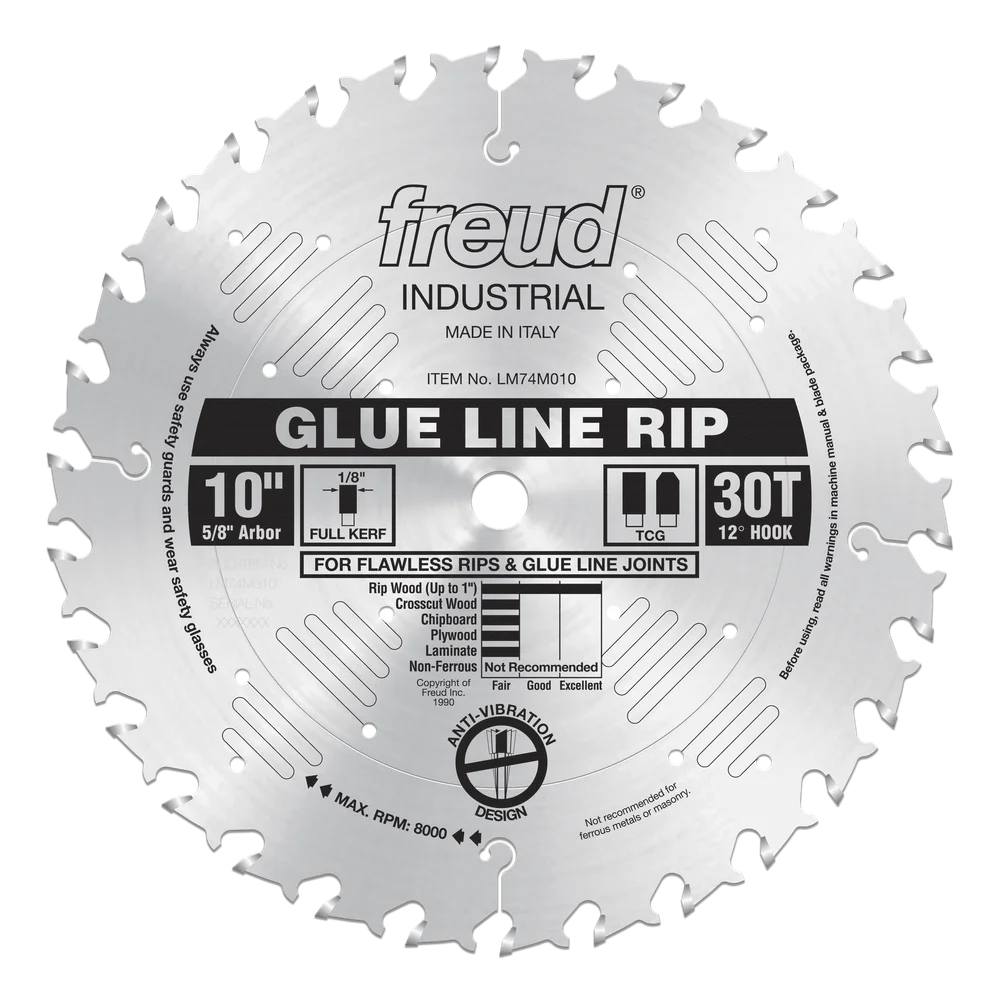 10" Industrial Glue Line Rip Blade with Silver Ice Coating