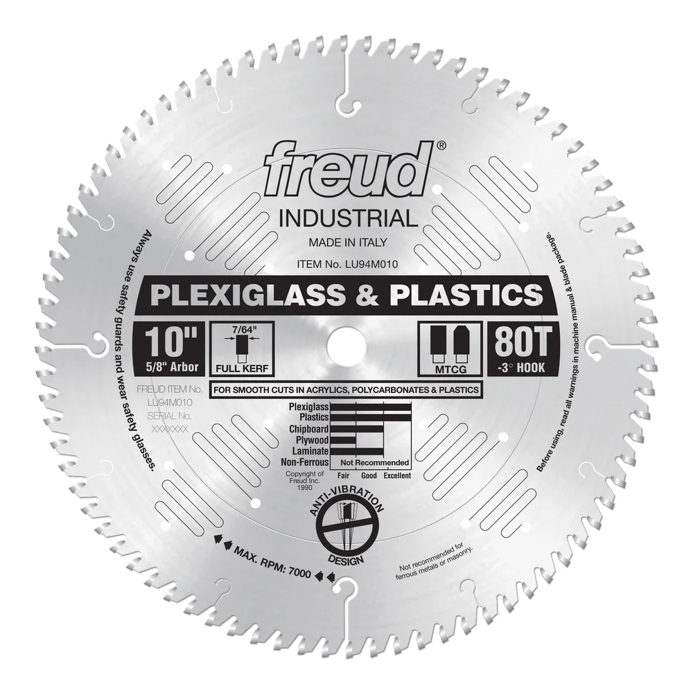 10" Industrial Plexiglass & Plastic Saw Blade