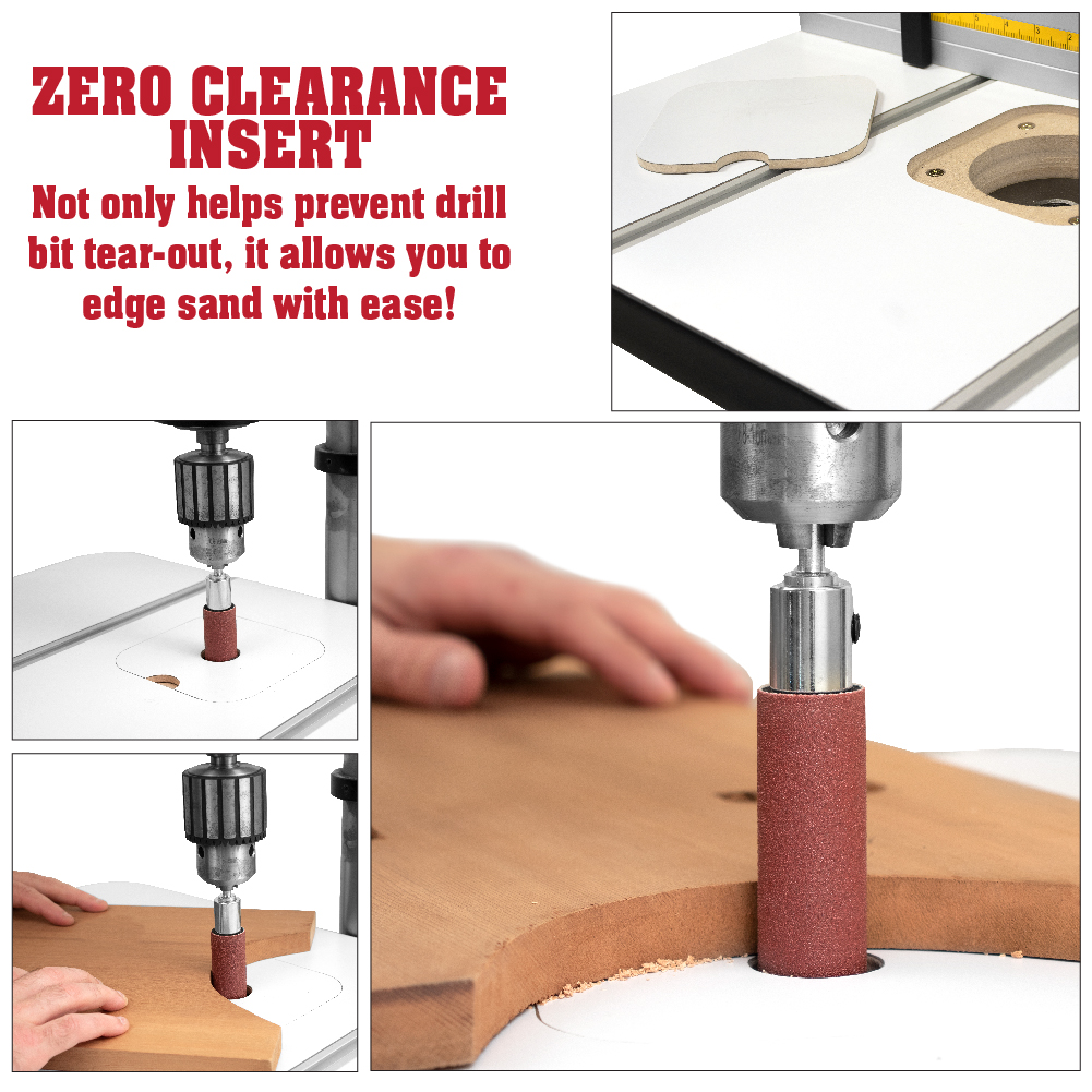 Drill Press Table with MDF Fence System and UHMW Stop Block
