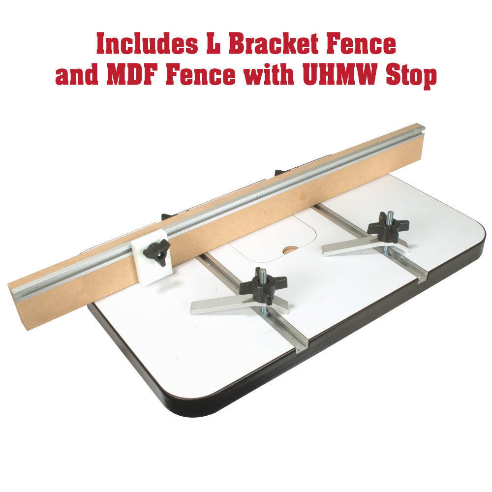 Drill Press Table with MDF Fence System and UHMW Stop Block