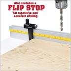 Drill Press Table with Precision Tilt Fence System with Flip Stop and PVC Tipped Hold Downs