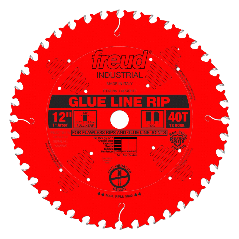 12" Industrial Glue Line Rip Blade with Perma-Shield™ Coating