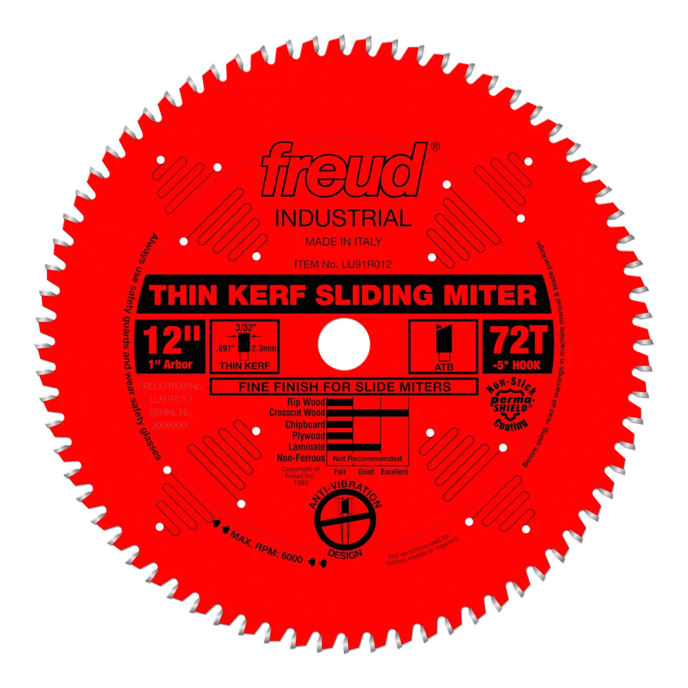 12" Industrial Thin Kerf Sliding Compound Miter Saw Blade