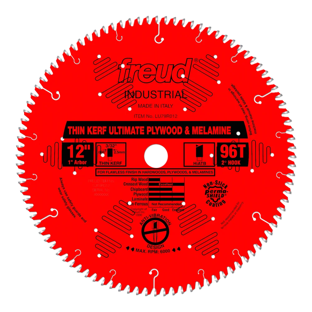 12" Industrial Thin Kerf Ultimate Plywood & Melamine Blade