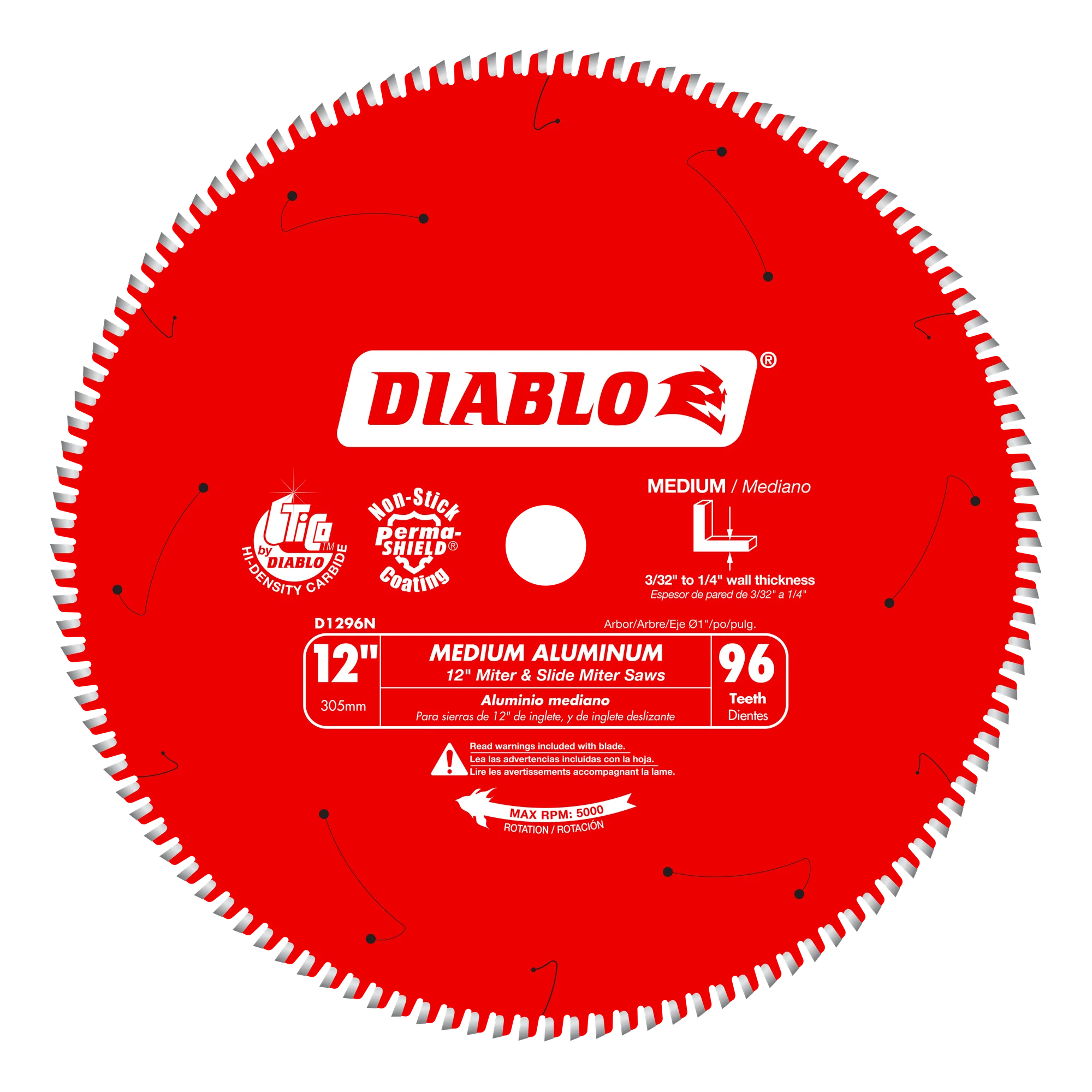 12" x 96 Tooth Non-Ferrous / Plastic Saw Blade