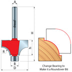 Quadra-Cut Beading Router Bits - 1/2" Shank