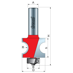 Half Round / Bull Nose Router Bit with Bottom Bearing