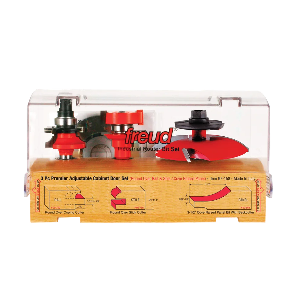 3 Piece Premier Adjustable Cabinet Bit Set