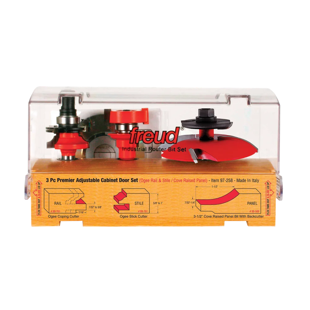 3 Piece Premier Adjustable Cabinet Bit Set