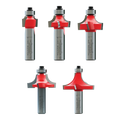 5 Piece Roundover Bit Set - 2 Flute Bits