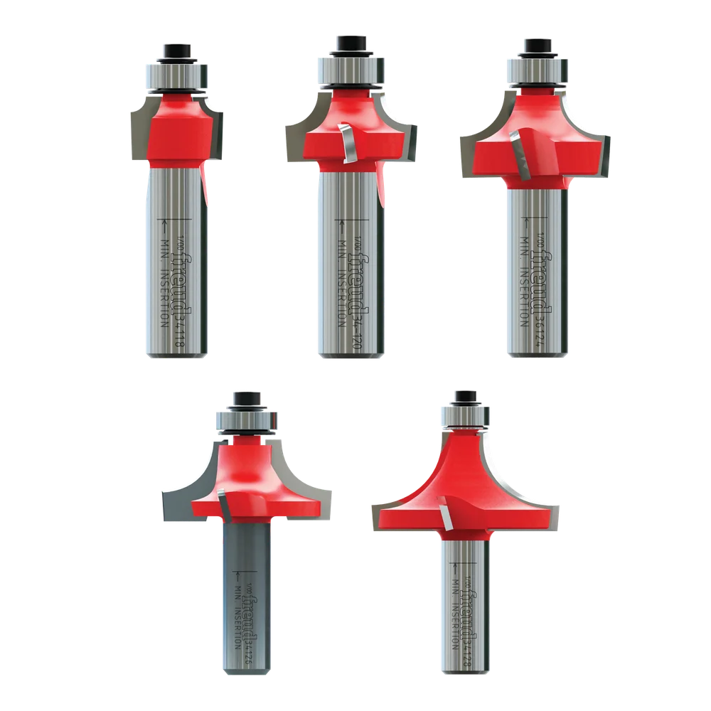 5 Piece Roundover Bit Set - 2 Flute Bits