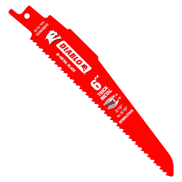 Bi-Metal Reciprocating Blades for Thick Metals (1/8" to 1/2") - 5PK