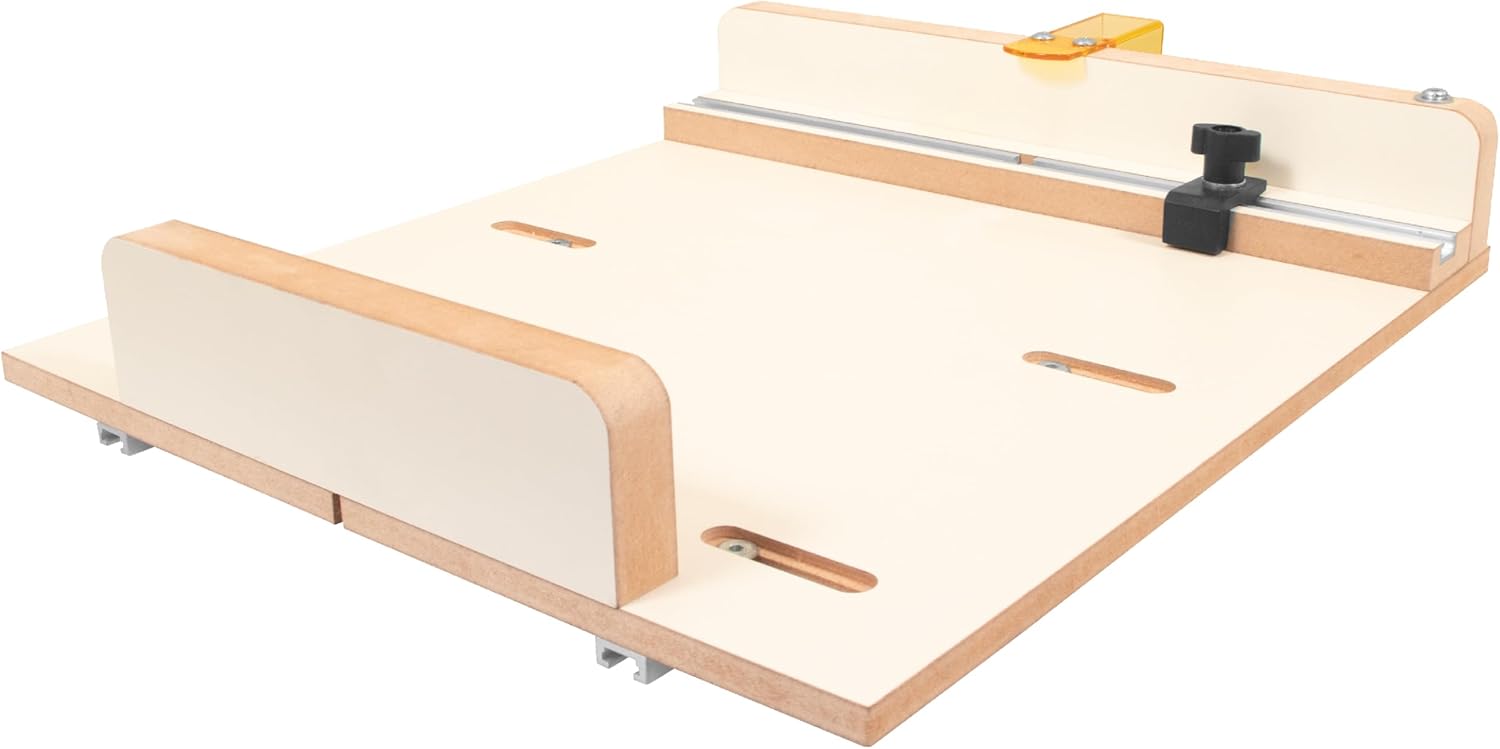 Tablesaw Crosscut Sled with Stop Block and Adjustable Rails