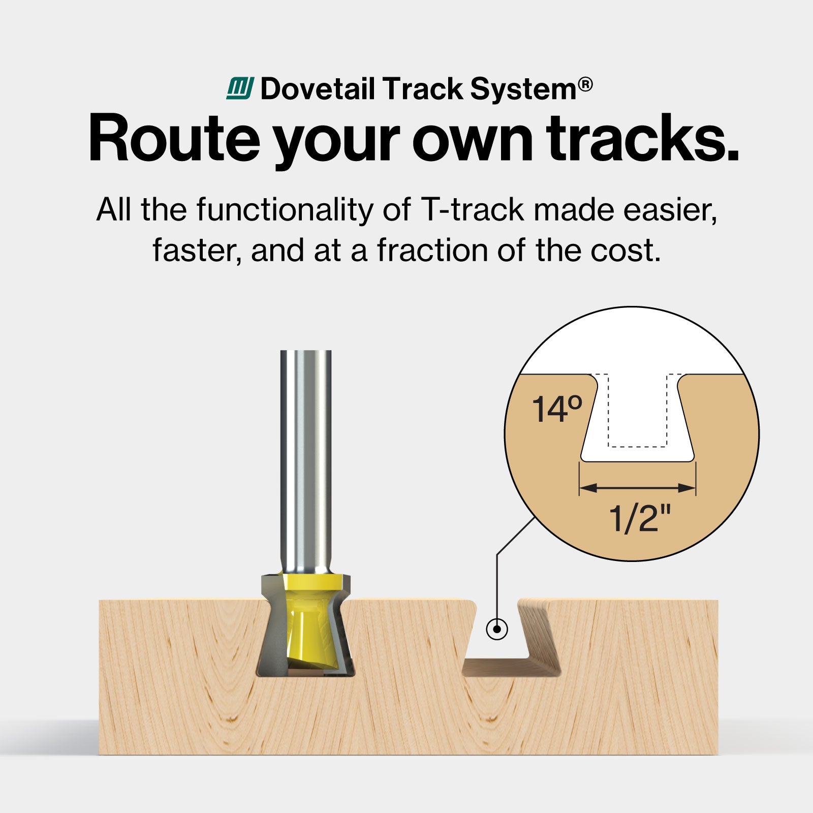 MATCHFIT Dovetail Router Bit - 14° x 1/2"