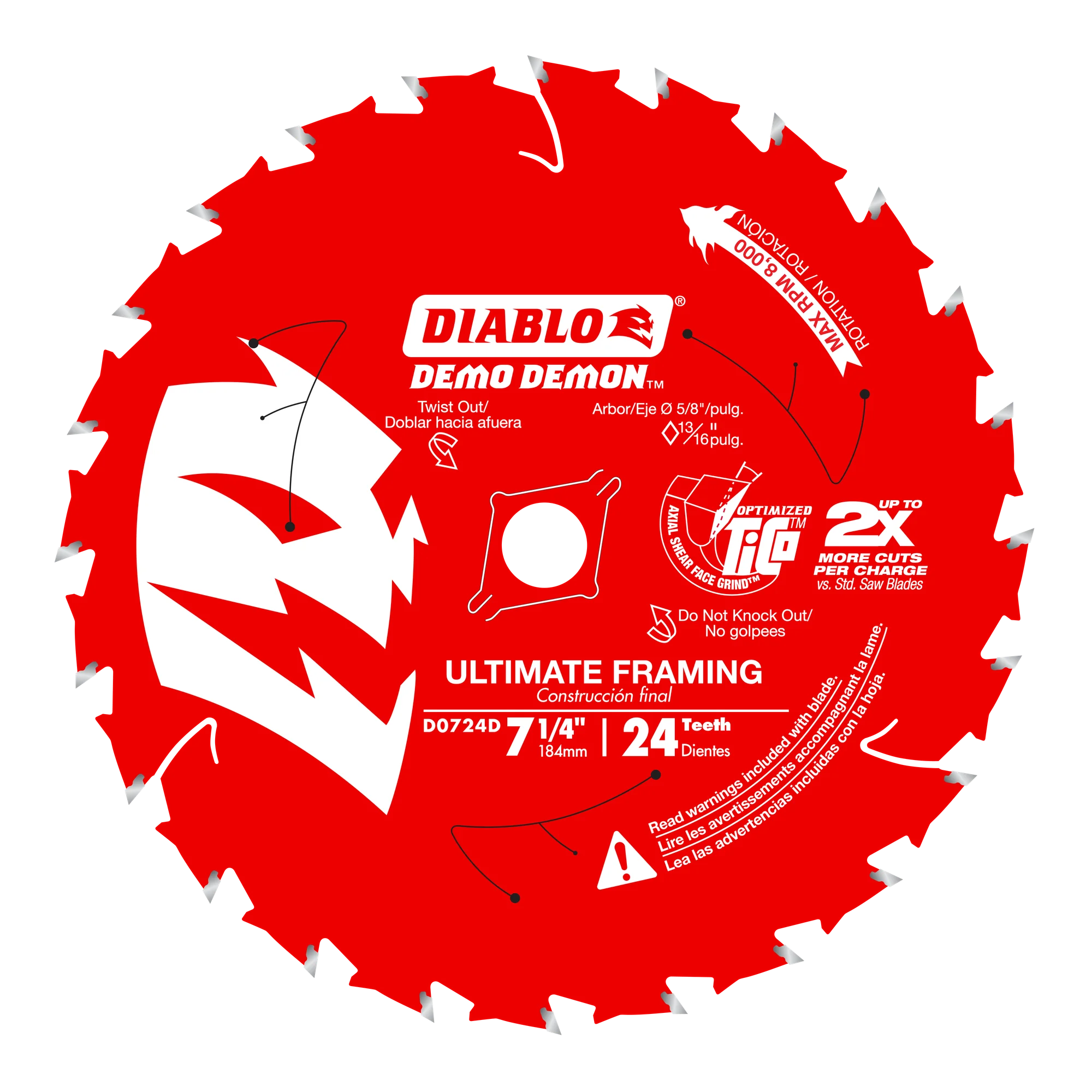 7-1/4" x 24 Tooth Demo Demon Ultimate Framing / Demolition Saw Blade
