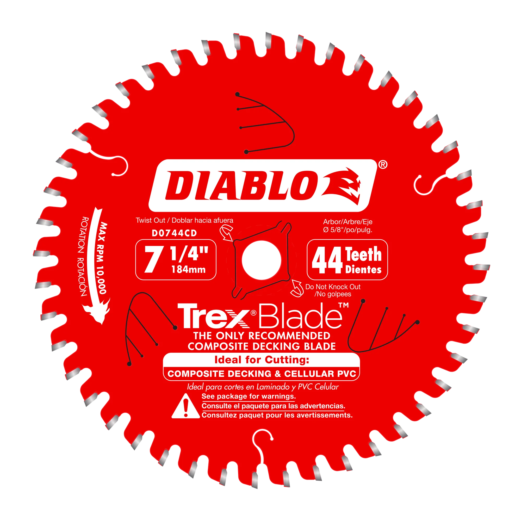 7-1/4" x 44 Tooth Composite Material / Plastics TrexBlade