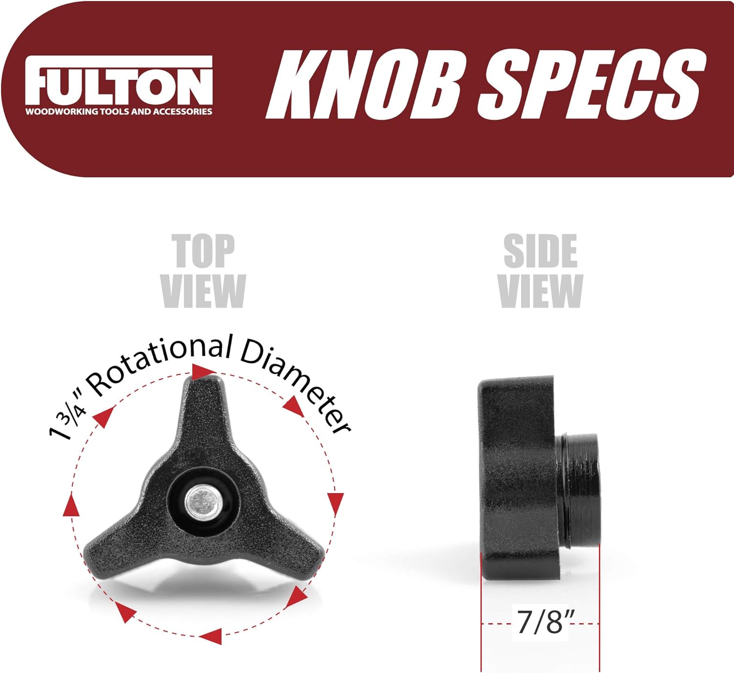 1/4" x 20 tpi Knob & Bolt - 10PK