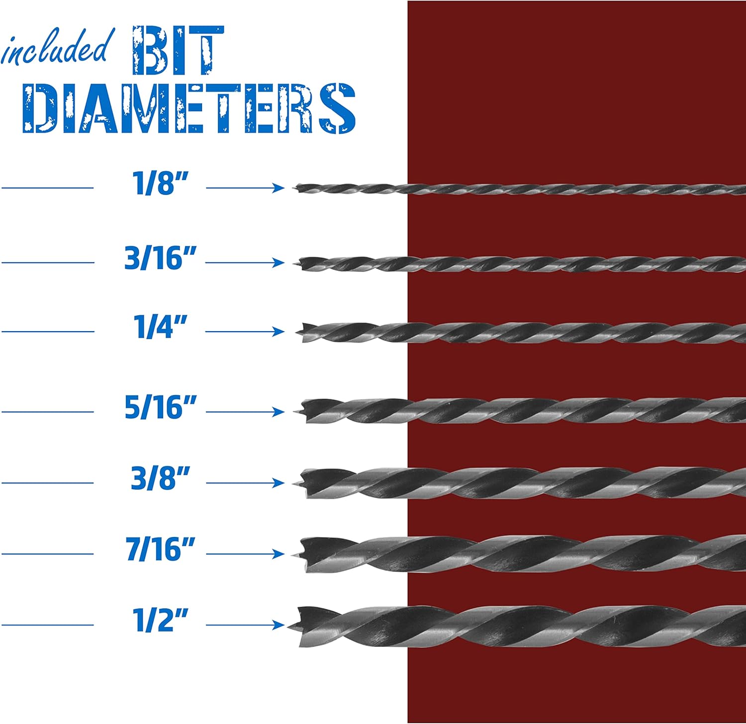 7 Piece 12" Long Brad Point Set