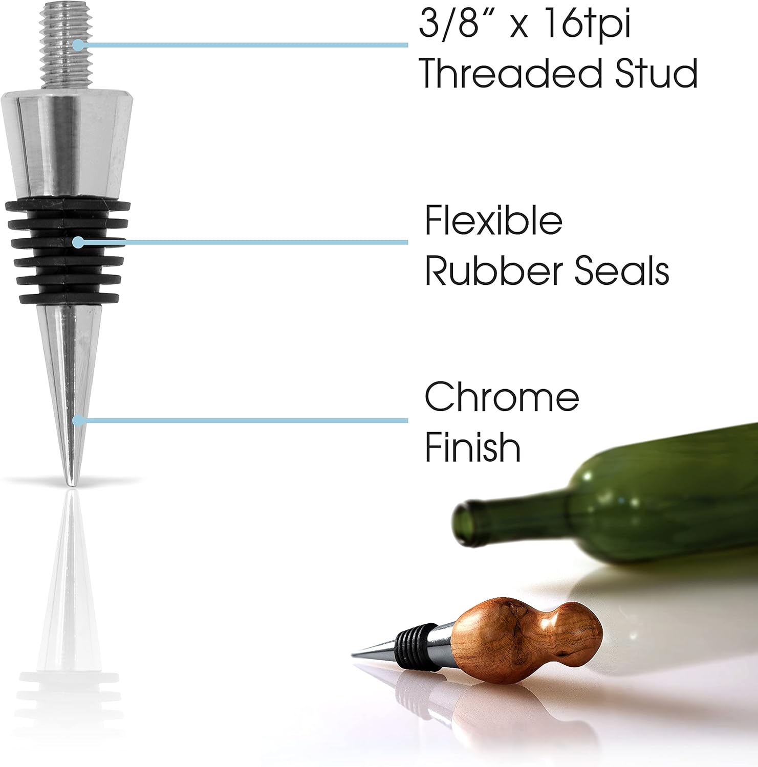 9 Piece Classic Chrome Bottle Stopper Kit