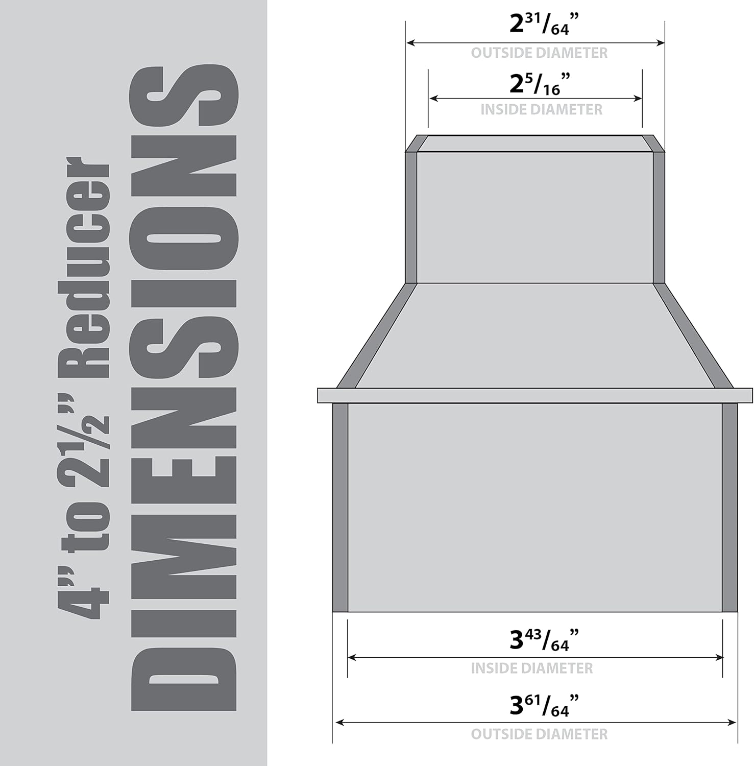 4" to 2-1/2" Reducer with 4" Rubber Coupler Fitting & Stainless Steel Clamps