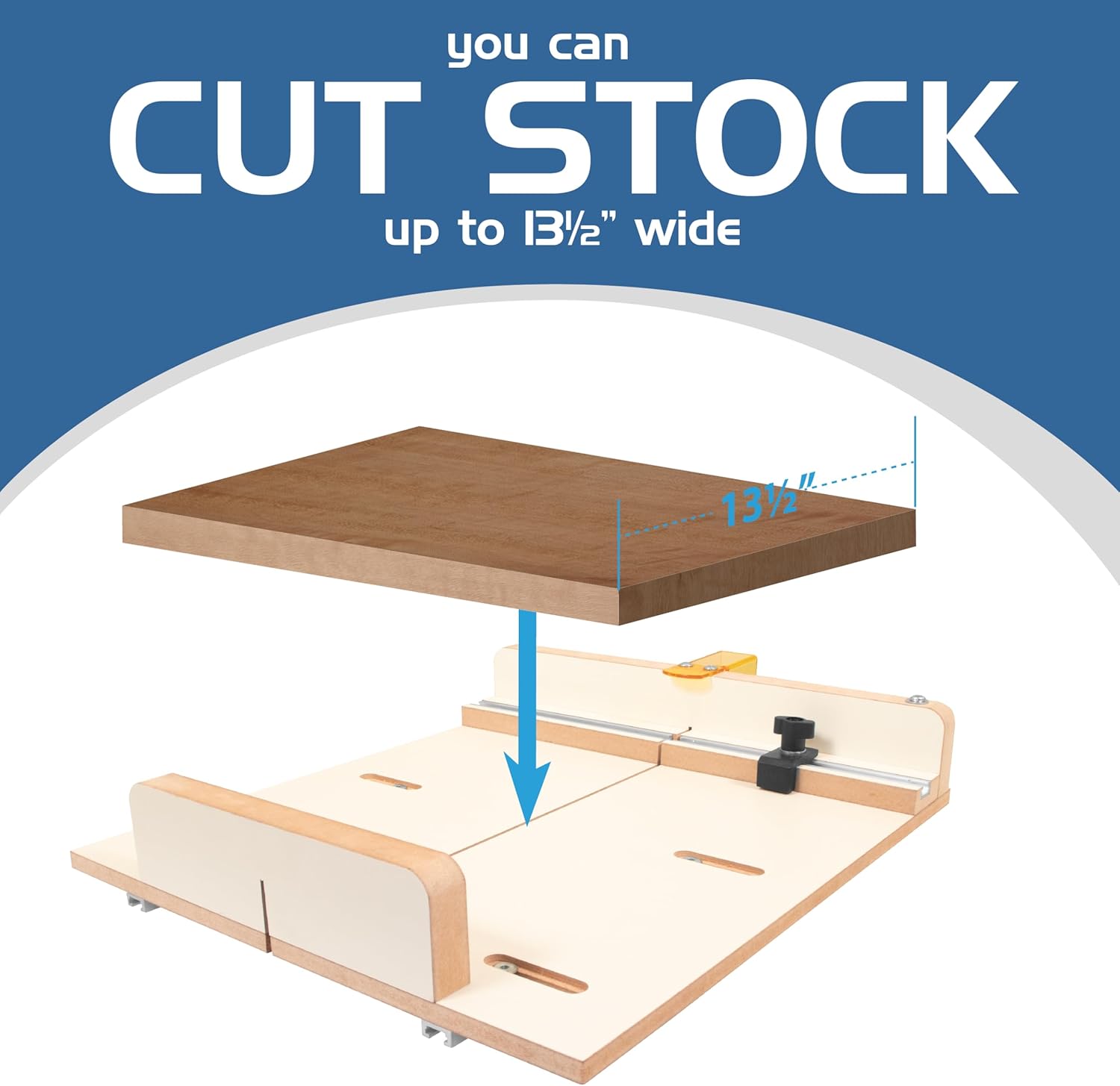 Tablesaw Crosscut Sled with Stop Block and Adjustable Rails