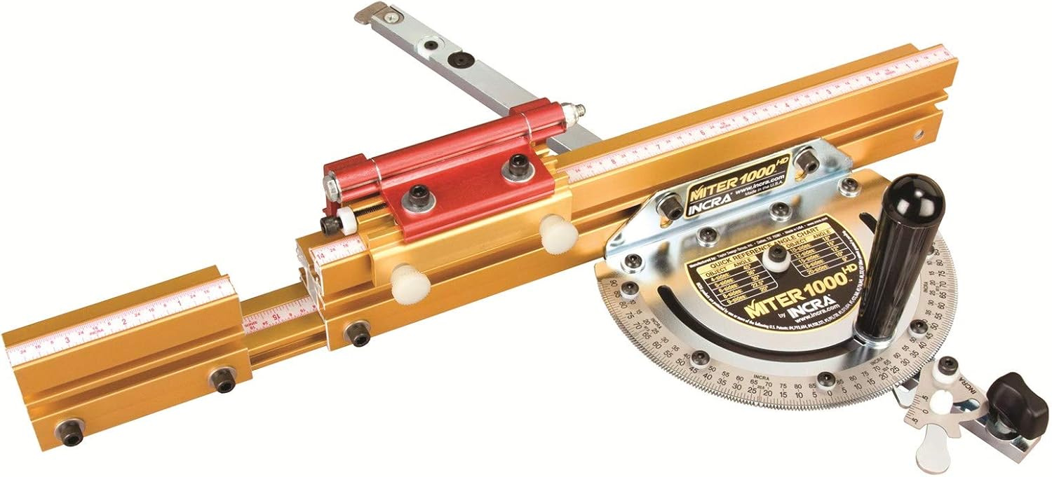 Miter Gauge with Telescoping Fence and Dual Flip Shop Stop