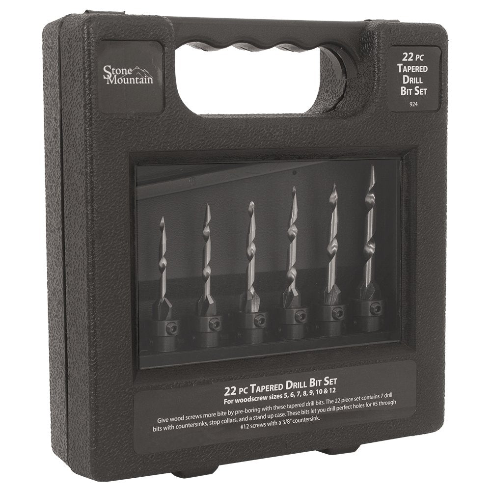 22 Piece Taper Drill Bit Set