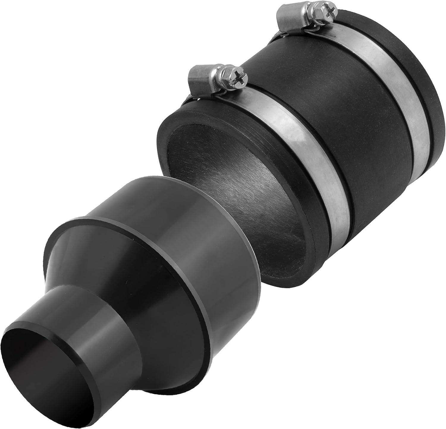 4" to 2-1/2" Reducer with 4" Rubber Coupler Fitting & Stainless Steel Clamps