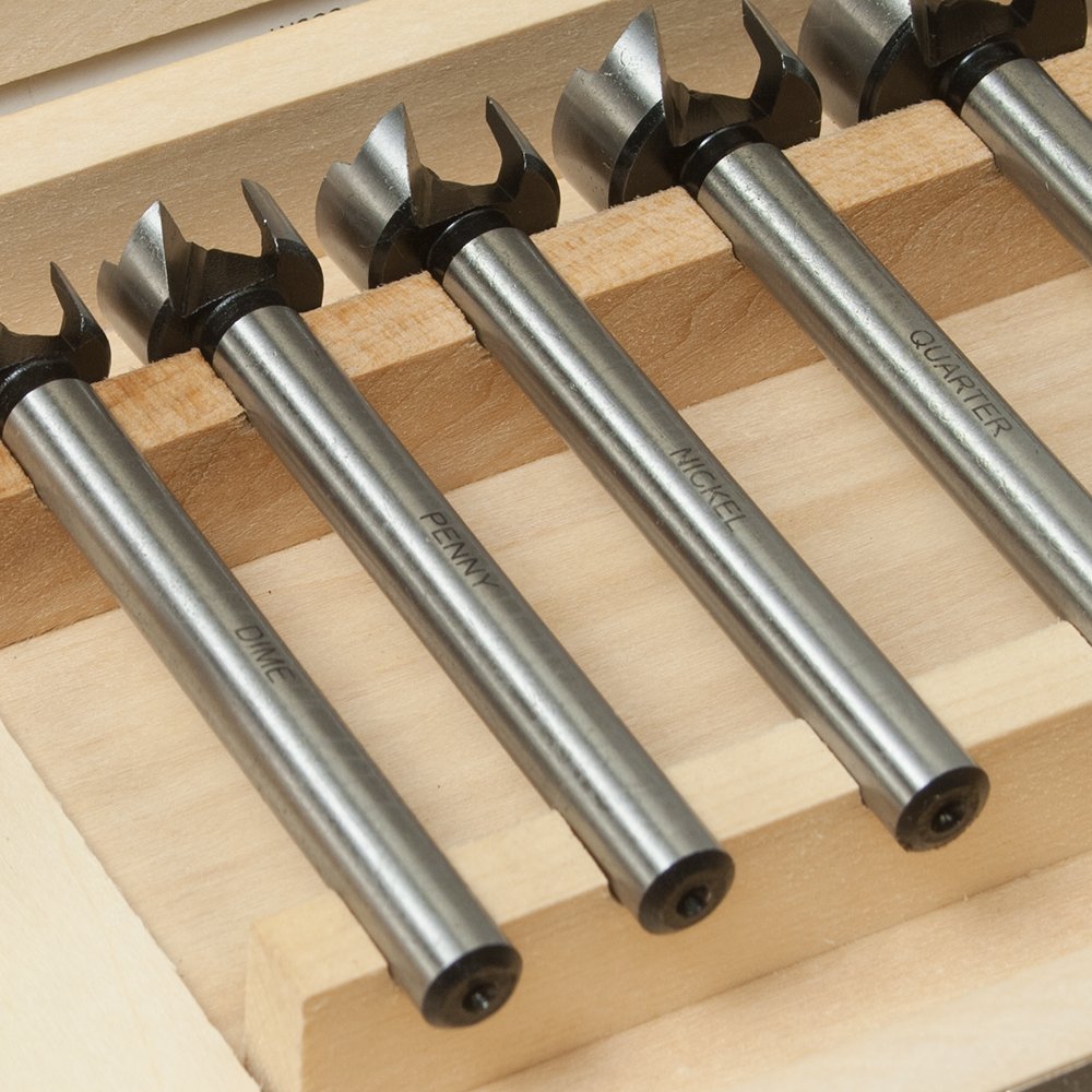 6 Piece Coin Forstner Bit Sets with Depth Stop Kit