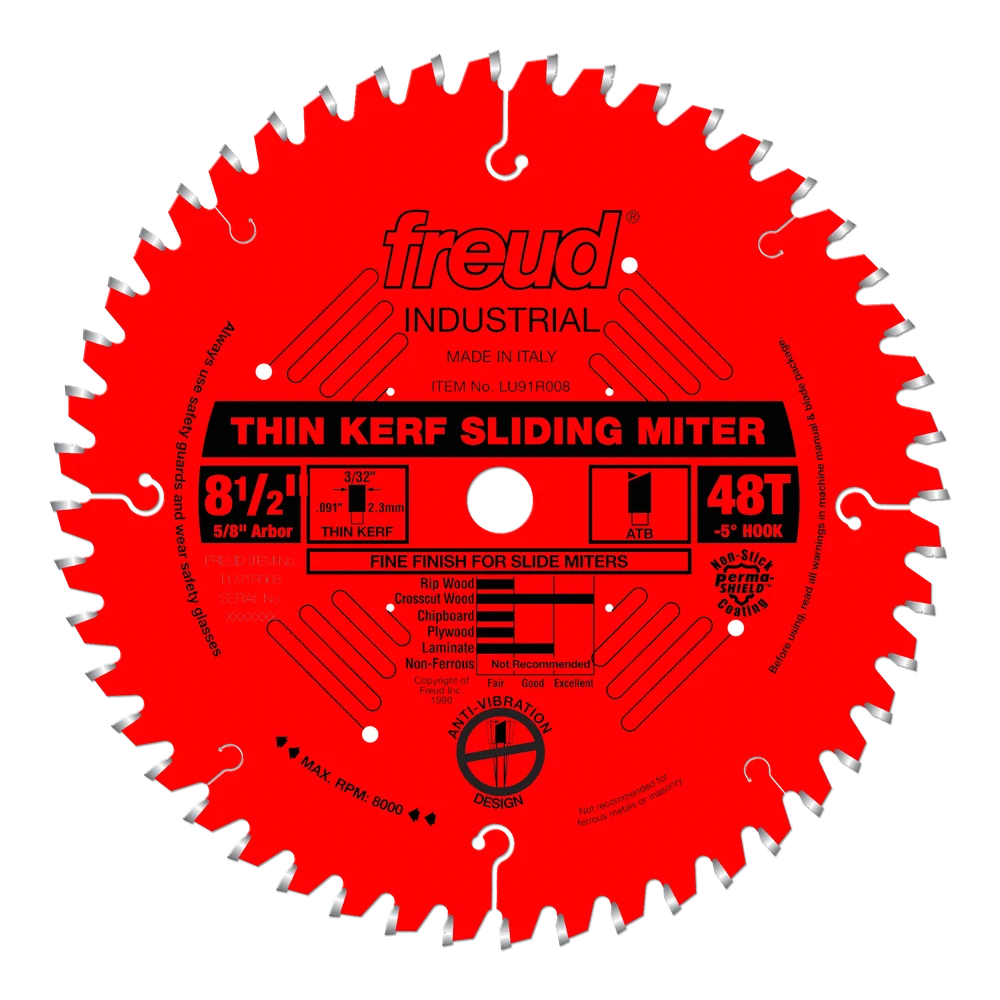 8-1/2" Industrial Thin Kerf Sliding Compound Miter Saw Blade