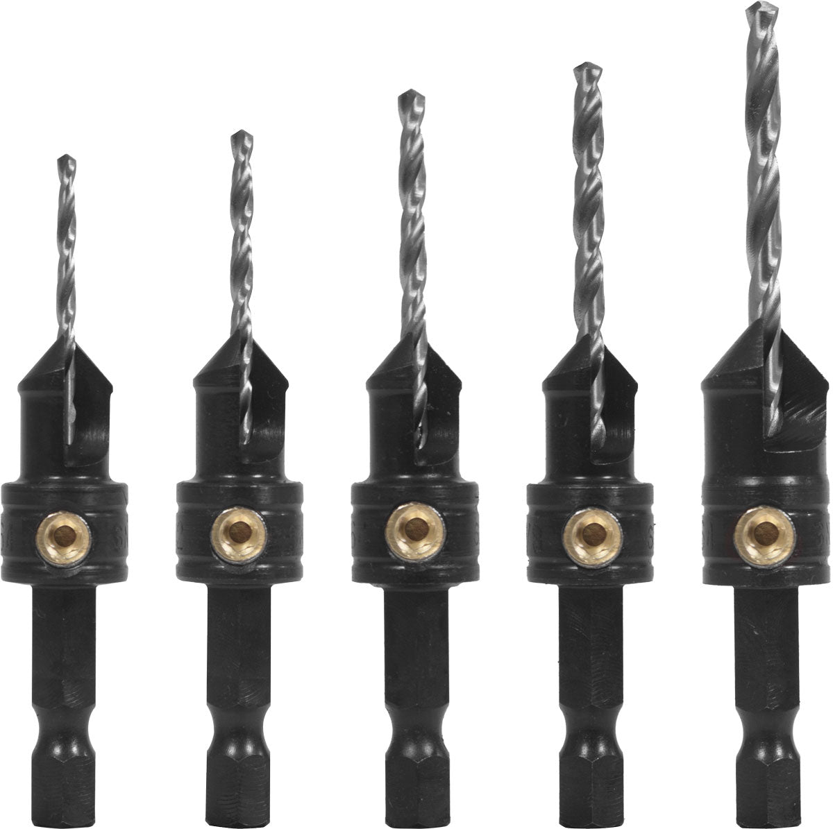 5 Piece Gold Screw Countersink Set