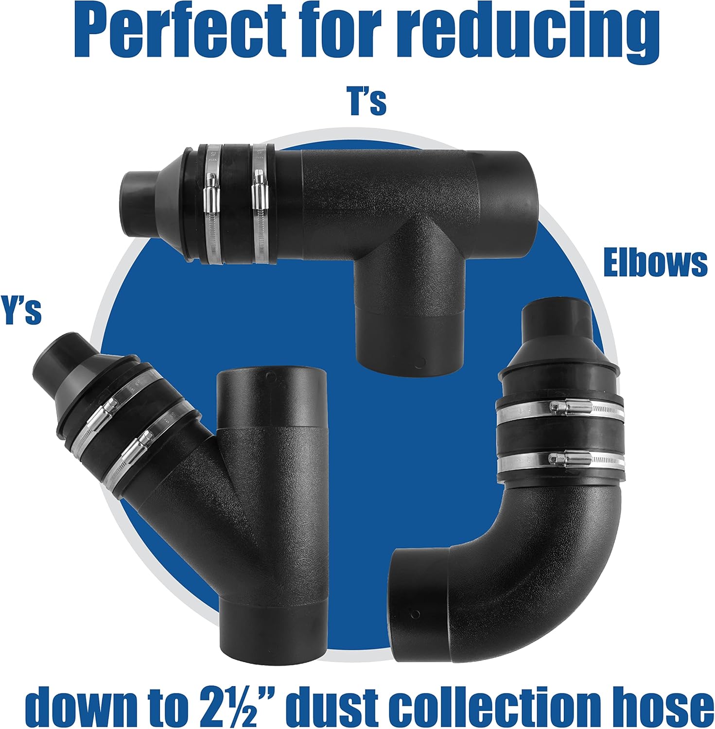 4" to 2-1/2" Reducer with 4" Rubber Coupler Fitting & Stainless Steel Clamps