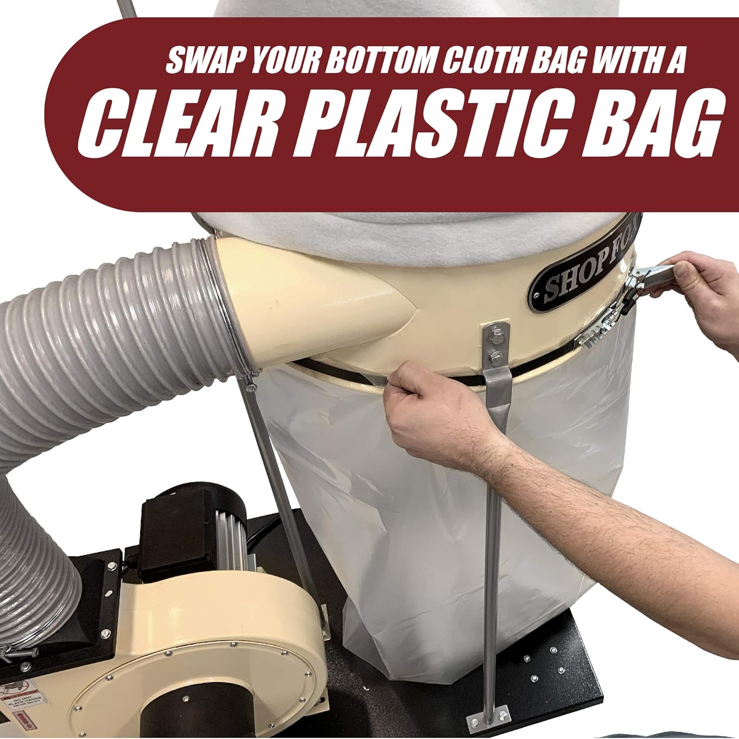 Clear Plastic Dust Collector Replacement Bags - 5PK