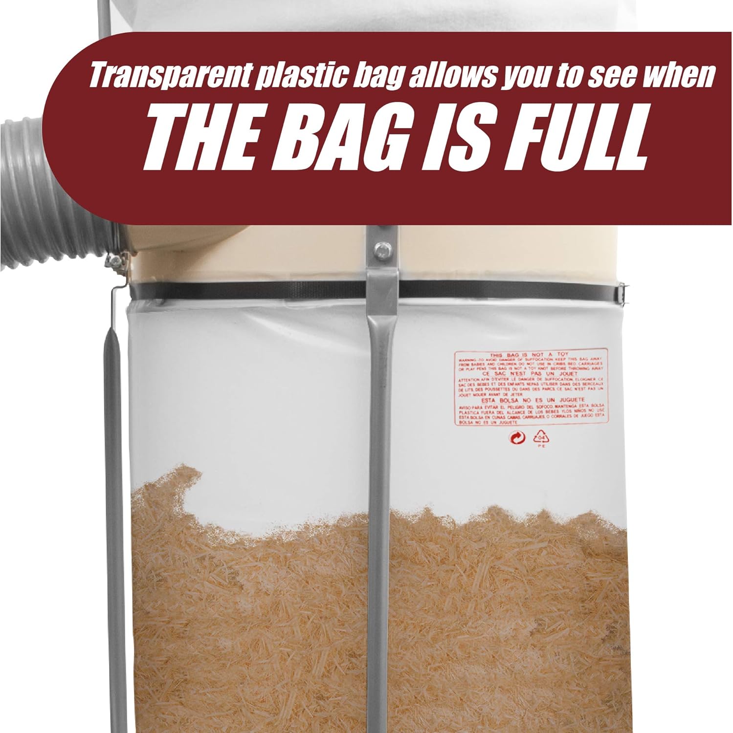Clear Plastic Dust Collector Replacement Bags - 5PK