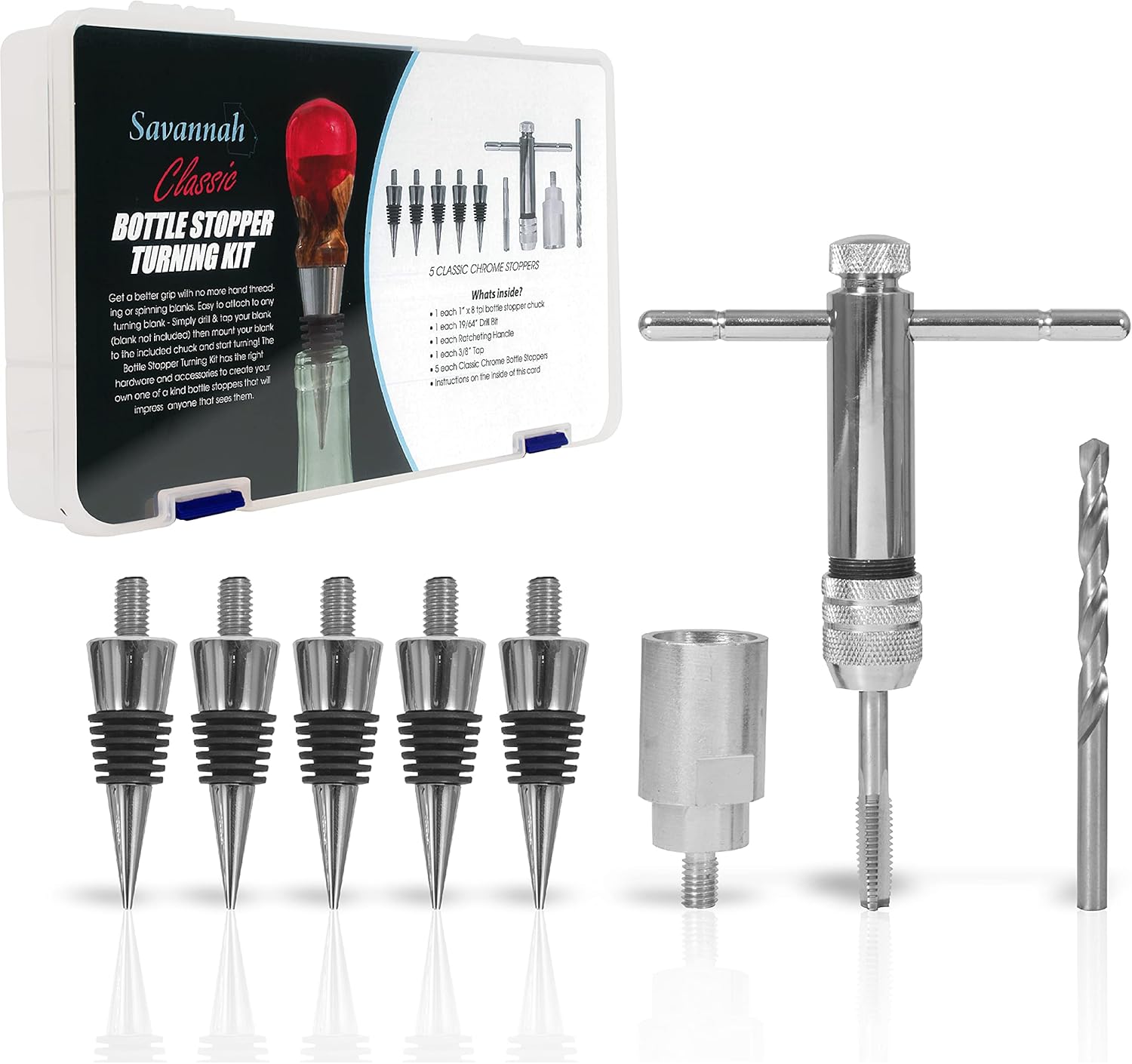 9 Piece Classic Chrome Bottle Stopper Kit