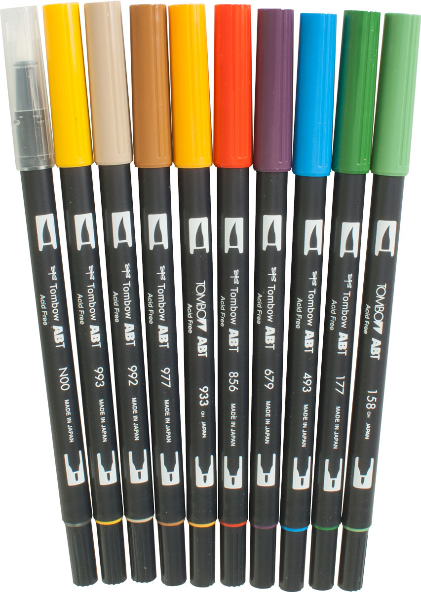 10-Piece Secondary Dual Brush Pen Set