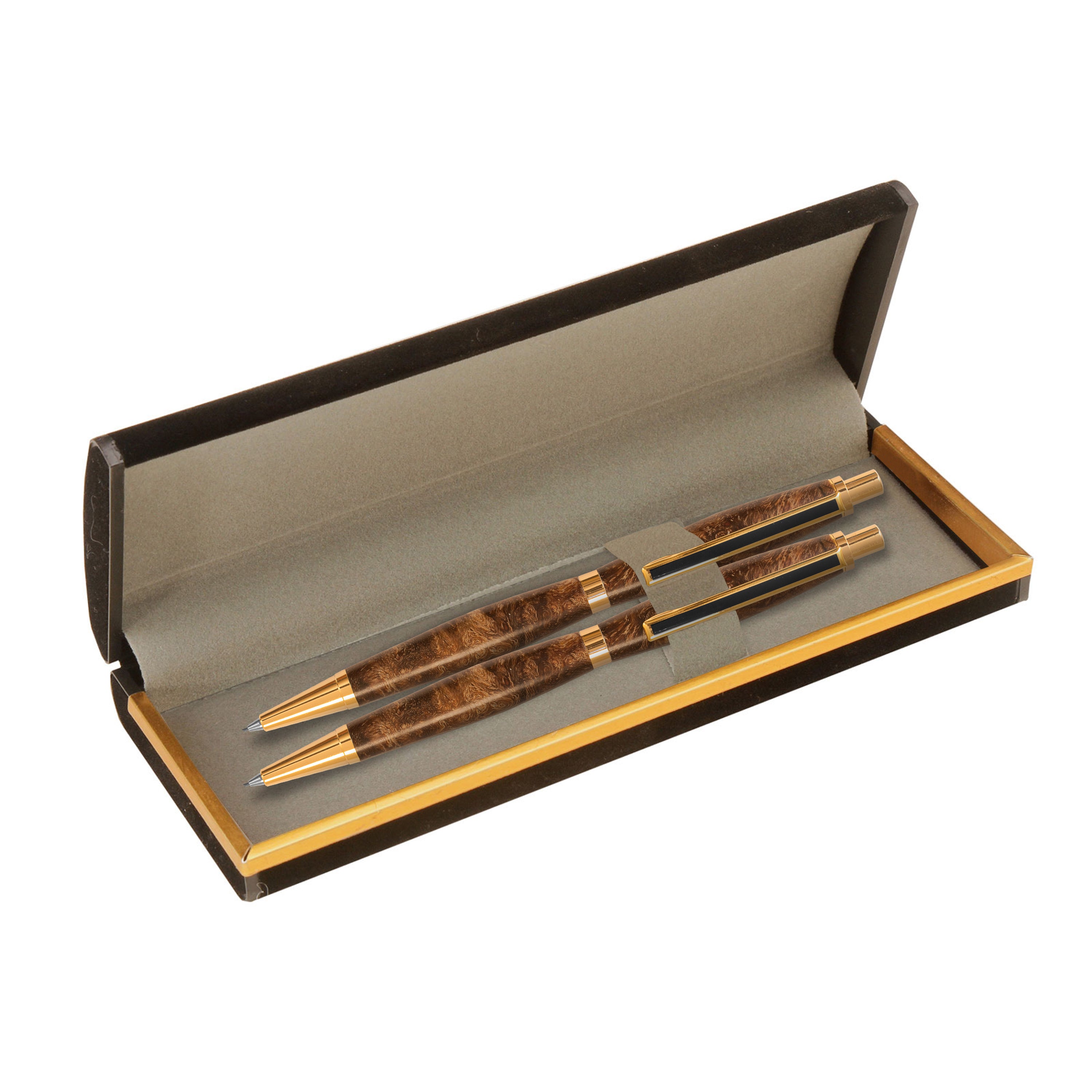 Black Velour with Gold Trim Pen Case