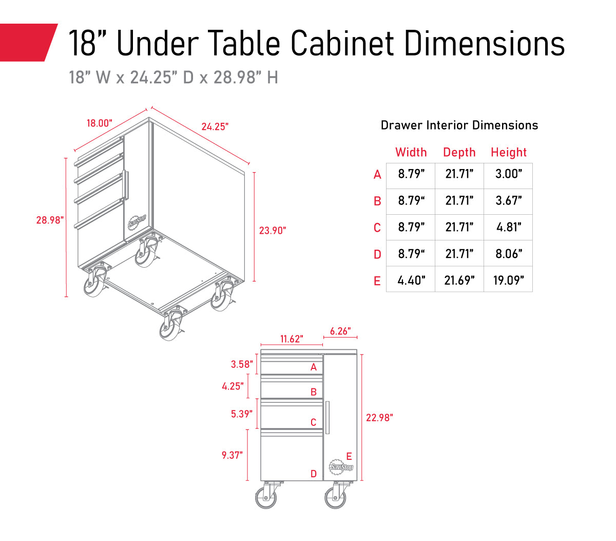 18" Under Table Cabinet