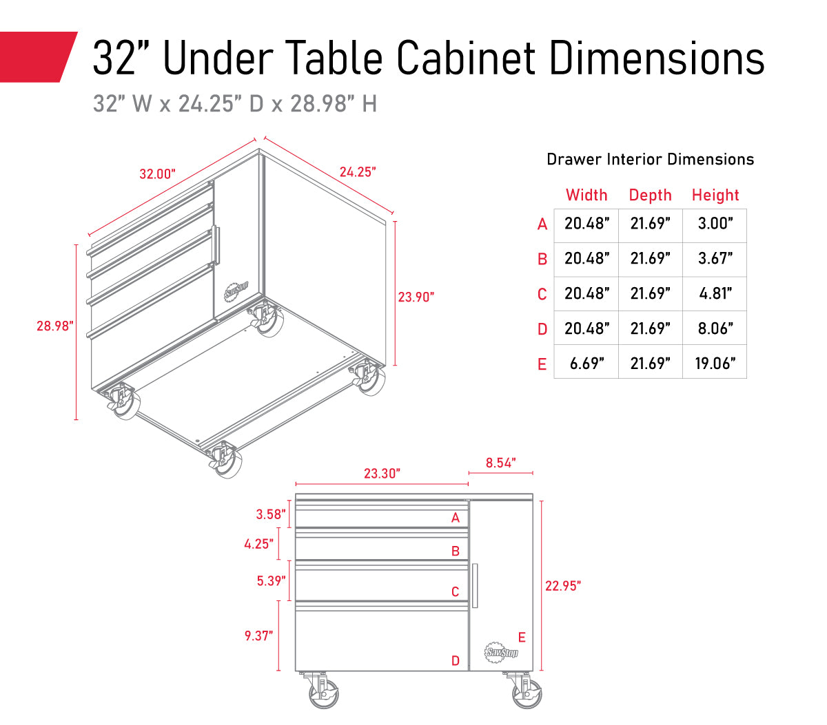 32" Under Table Cabinet