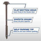 Heavy Duty Pocket Hole Screws - Washer-Head - SML