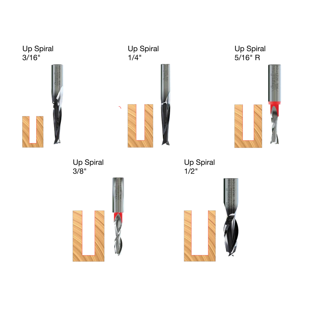 5 Piece Up Spiral Bit Set
