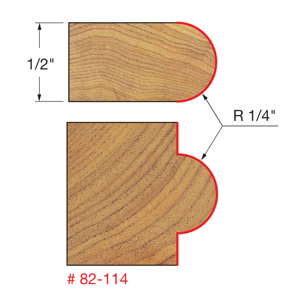 Half Round / Bull Nose Router Bits