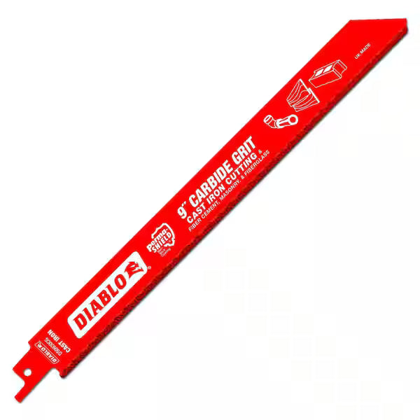 9" Carbide Grit Reciprocating Blade for Cast Iron, Fiber Cement, Masonry, and Fiberglass