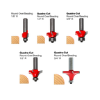 5 Piece Roundover Bit Set - 2 Flute Bits
