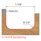 Dish Carving Router Bit with Top Bearing