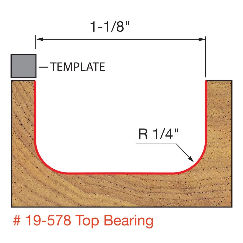 Dish Carving Router Bit with Top Bearing
