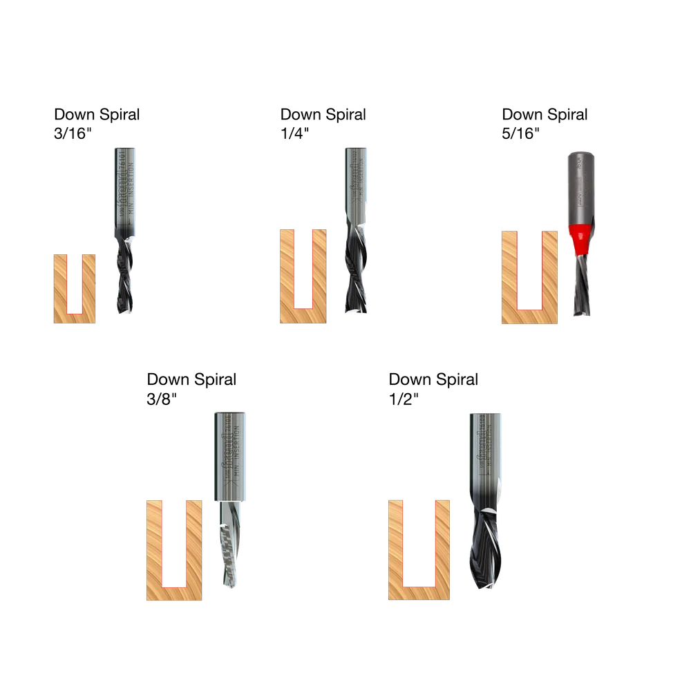 5 Piece Down Spiral Bit Set