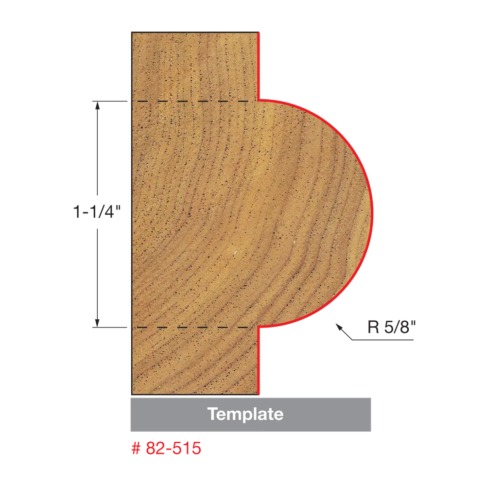 Half Round / Bull Nose Router Bit with Bottom Bearing