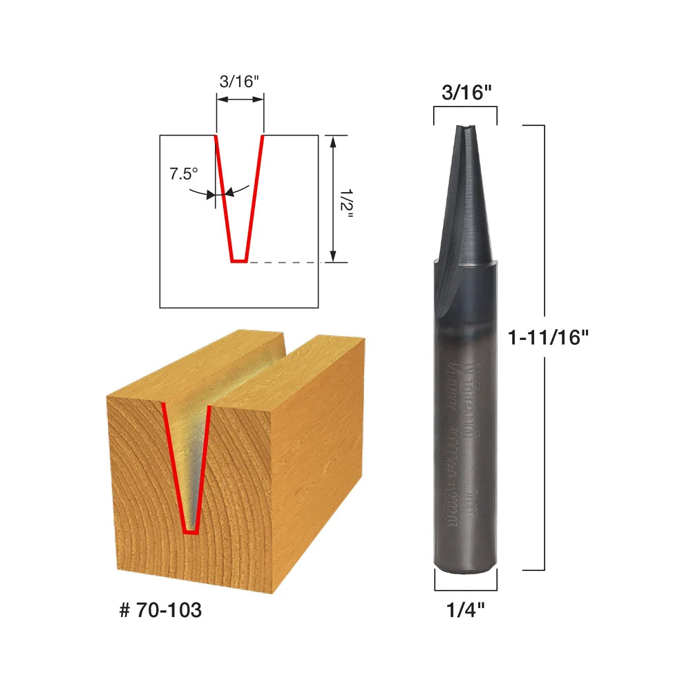 7.5° X 3/16" Engraving V-Groove