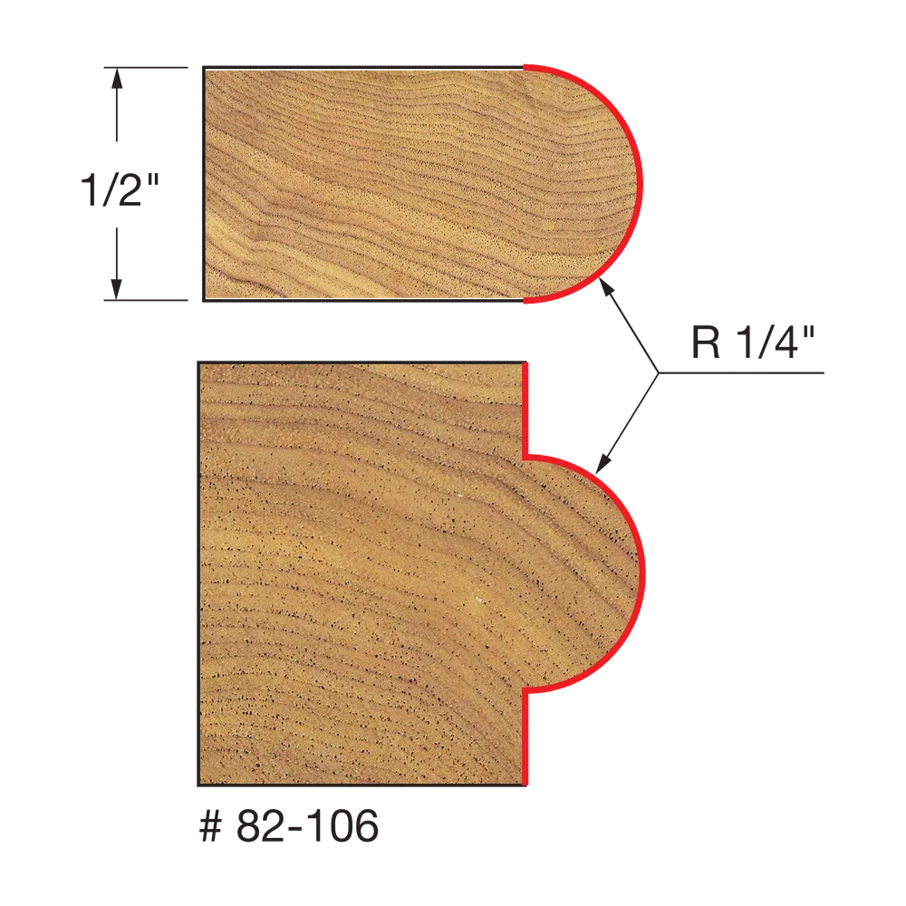 Half Round / Bull Nose Router Bits